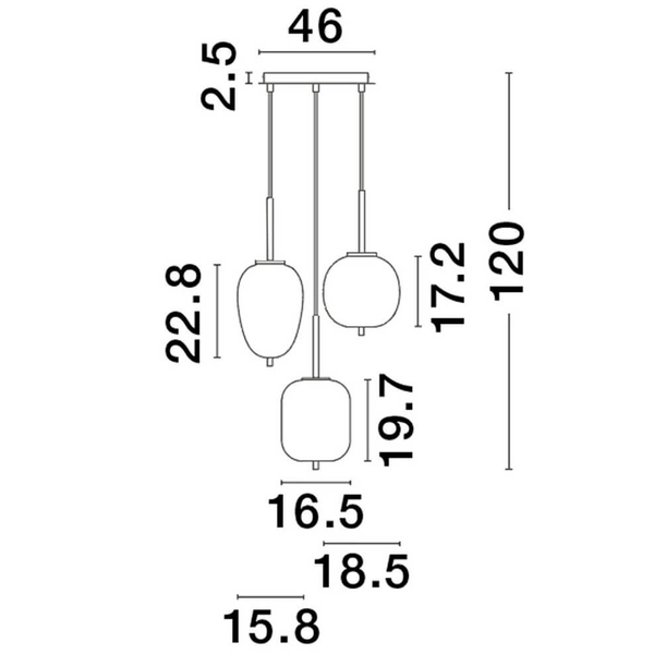 Kaskadowa lampa wisząca Pilar LE43668 kuchenna przydymiona złota