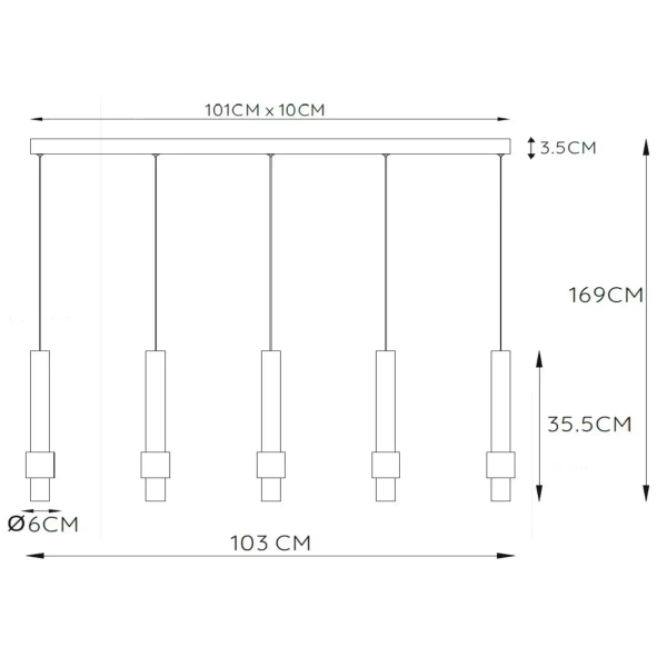 Zwieszana lampa tubki MARGARY 24402/30/96 LED 110W 2700K brązowy złoty