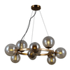 LAMPA wisząca MONTORA PND-30223-11A Italux modernistyczna OPRAWA zwis pierścień szklane kule mosiądz przydymione