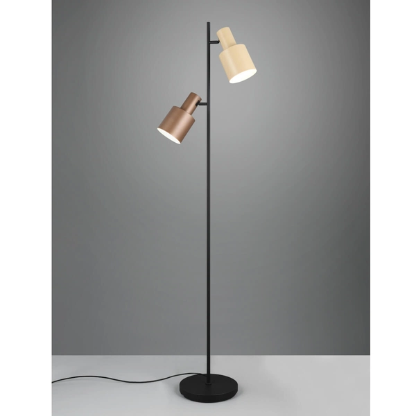 Lampa podłogowa Agudo 419400217 Trio z przełącznikiem nożnym beżowa brązowa