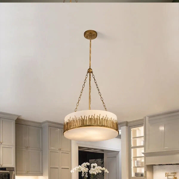 Lampa wisząca nad stół Sawgrass QN-SAWGRASS-3P-DG-O z łańcuchami złota