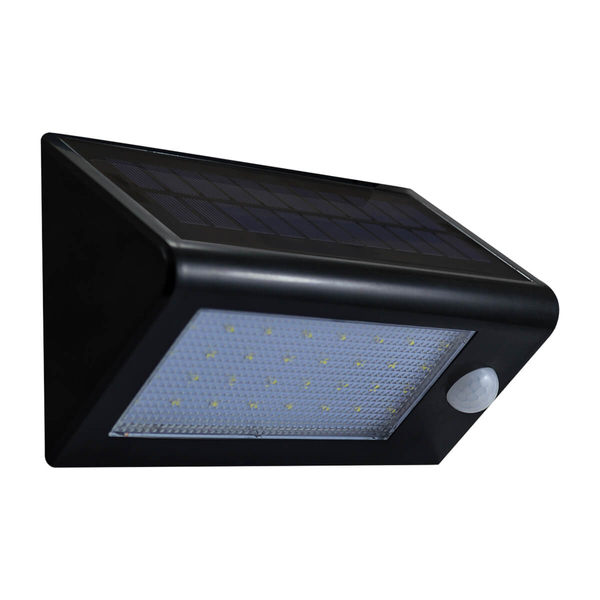 Solarna lampa zewnętrzna BOX 307637 Polux elewacyjna LED 5,5W 6400K z czujnikiem IP44 czarna