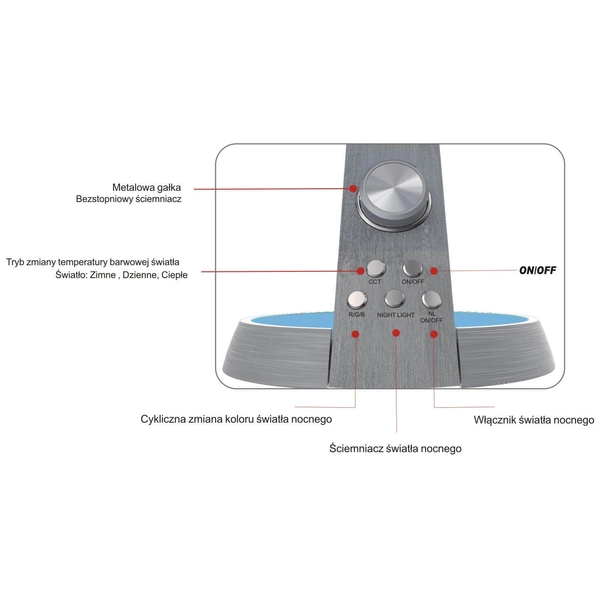 Nowoczesna lampa stojąca Berkane K-BL1063 LED 8W 5000K na biurko srebrna