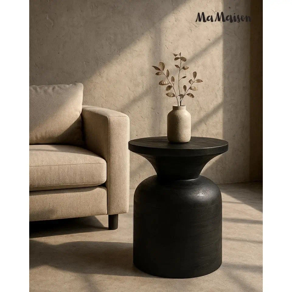 Stolik kawowy BISATO MM001501100323 czarny drewniany do salonu 35cm