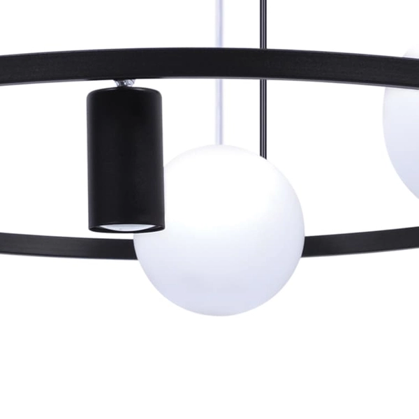 Wisząca lampa nad stół ORBIT 5006 Zumaline ball spot czarna biała