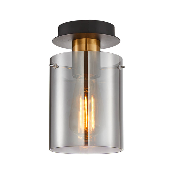 Sufitowa lampa szklana tuba Sardo SPL-5581-1SC-BRO-SG Italux czarny mosiądz