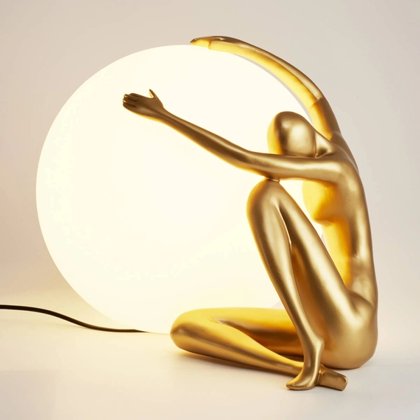 Dekoracyjna stołowa lampa WOMEN ST-6022-A gold Step kula ball biała złota