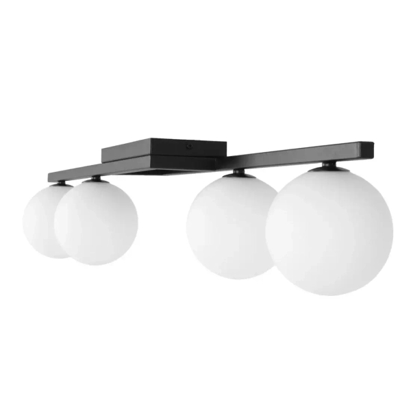 Sufitowa lampa kulista Korfu K-5460 szklana metalowa czarna biała
