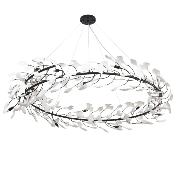 Lampa wisząca Botanika XY080P-80 black liściasta czarna biała