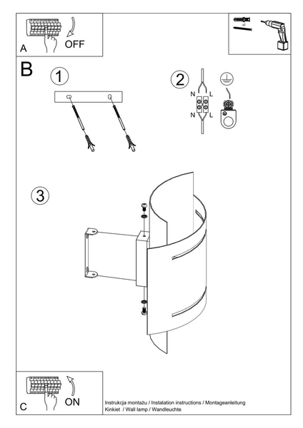 Lampa ścienna Hestia SL.0981 Sollux modern góra-dół czarna