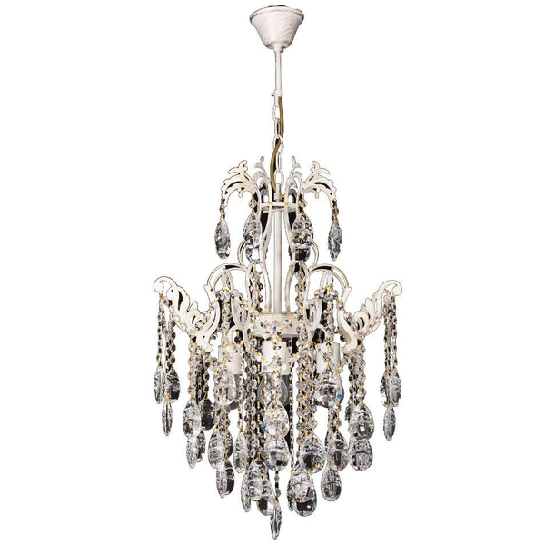 Żyrandol LAMPA wisząca VEN E 1305/4 szklana OPRAWA glamour ZWIS z kryształami crystal biały przezroczysty