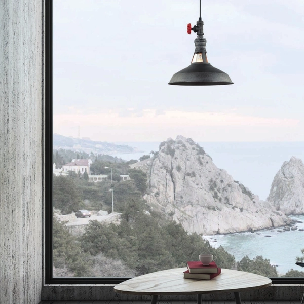 Industrialna LAMPA wisząca GARIBALDO MDM-2781/1 GR+BK Italux metalowa OPRAWA zwis zawór szary