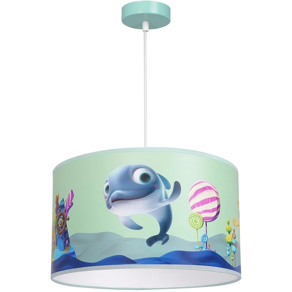 Dziecięca LAMPA wisząca MINIMINI MLP6802 Milagro okrągła OPRAWA delfinek ZWIS abażurowy multikolor
