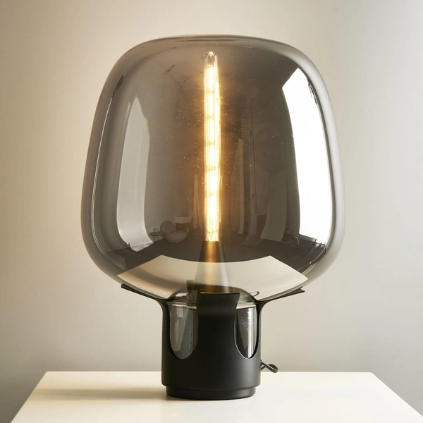 Stołowa lampka przydymiona FATA ST-7278-S BLACK bańka do sypialni czarny