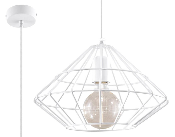 Druciana LAMPA wisząca SL.0293 industrialna OPRAWA zwis druciak metalowy biały