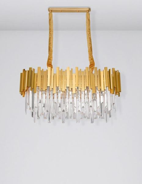 Stylowa lampa wisząca Campana do jadalni crystal złota