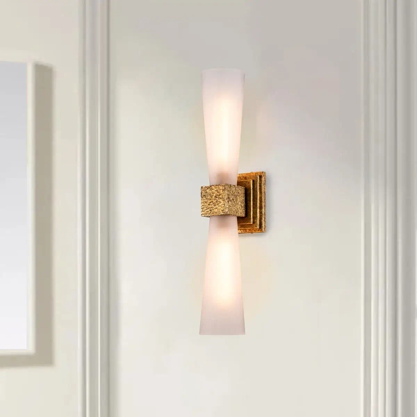Lampa ścienna Kristy KRISTY-2WB-DG-OPAL góra-dół szklana biała złota