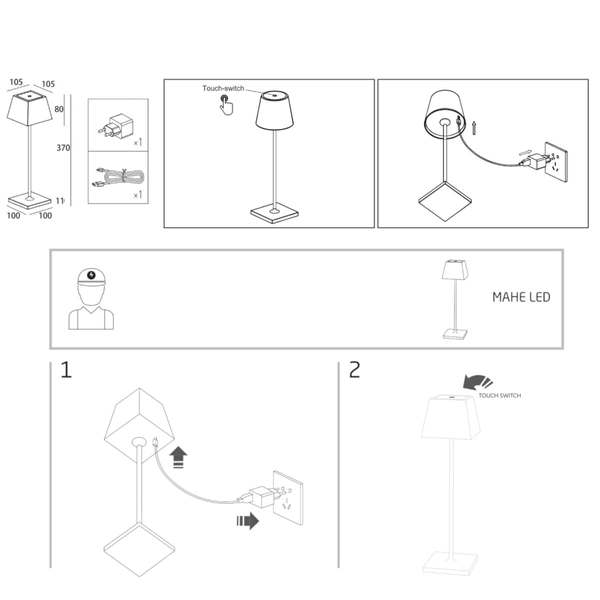 Lampa stołowa z abażurem Mahe 8397 Nowodvorski LED 2,2W 3000K IP54 na USB biała