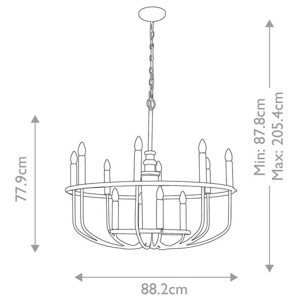 Świecznikowy żyrandol Capitol Hill KL-CAPITOL-HILL12-PNBR mosiądz