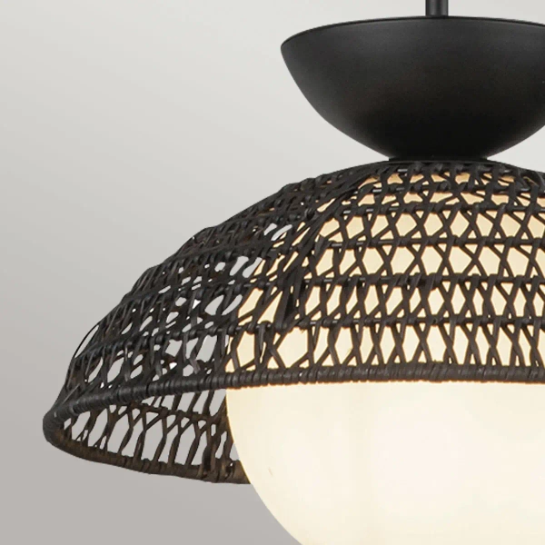 Pojedyncza wisząca lampa Perth ALM-PERTH-P-BK rattan czarny