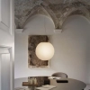 Sypialniana wisząca lampa Mapa biała szklana 1xE27 42W okrągła do jadalni 9087