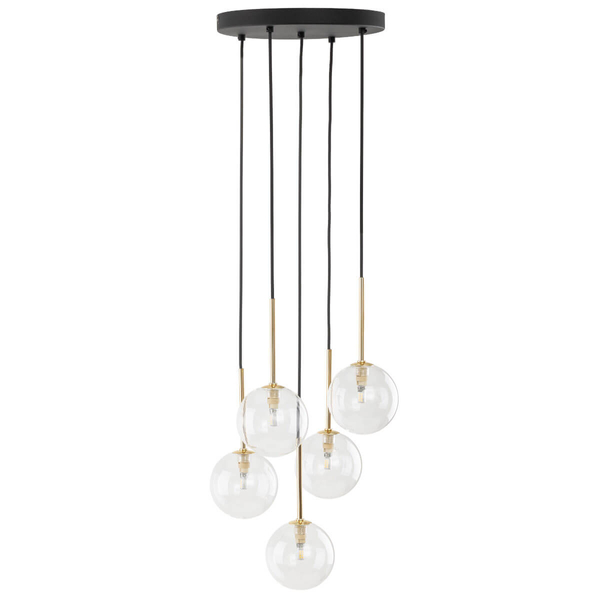 Lampa zwisająca Nilos 5943 bańki do jadalni kule przezroczysta złota