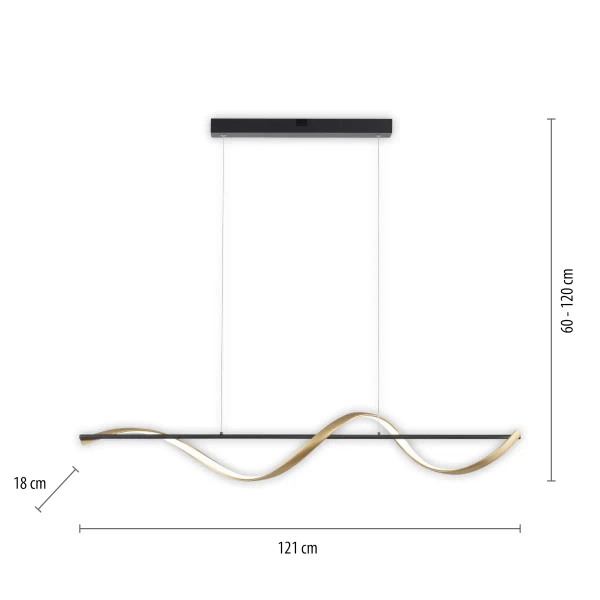 Wisząca lampa Q-SWING mosiądz antracyt 2385-13 1xLED 24W CCT nad stół