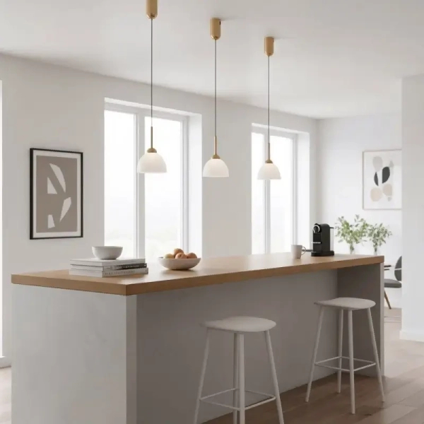 Wisząca lampa do salonu Montiela PND-34374-1-HBR LED 5W 3000K złoty biały