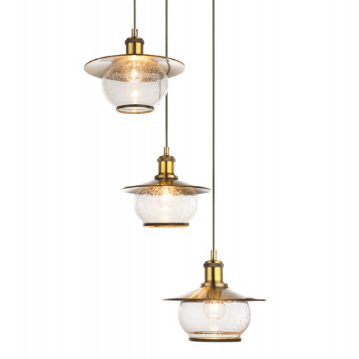 LAMPA wisząca Nevis 69030-3H Globo szklana OPRAWA zwis vintage kule balls kaskada brąz antyczny przezroczysty