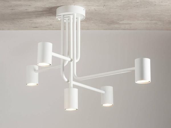 Biała lampa metalowa Luis nowoczesna nad kuchenną wyspę