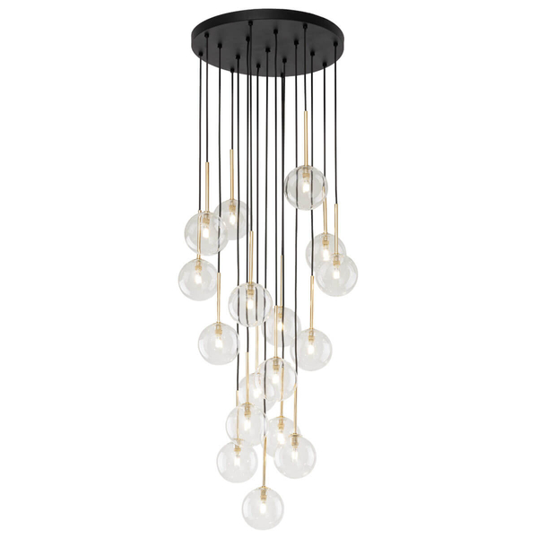 Kaskadowa lampa wisząca Nilos 5945 bubble przezroczysta złota