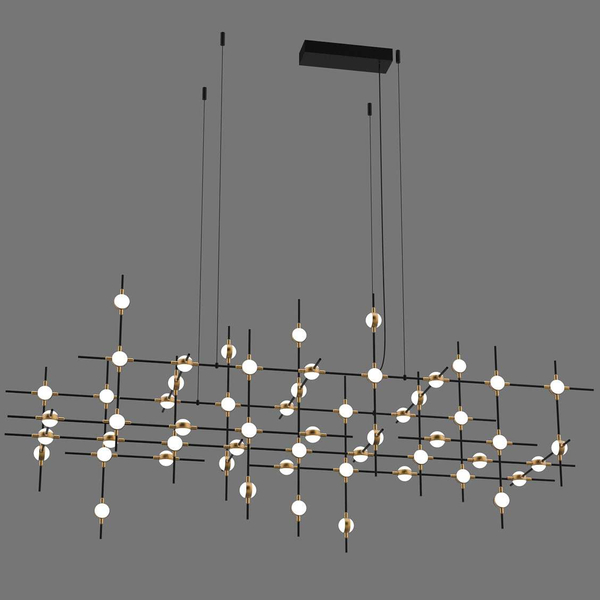 LAMPA wisząca PROVENZA MD18001067-55A BG Italux metalowa OPRAWA zwis pręty LED 132W 3000K designerskie czarne złote