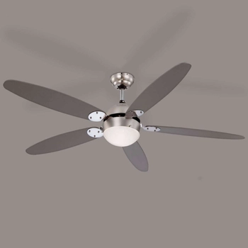 LAMPOWENTYLATOR sufitowy AZURA 0308 Globo drewniana OPRAWA plafon WIATRAK z regulacją obrotów chrom nikiel brązowy