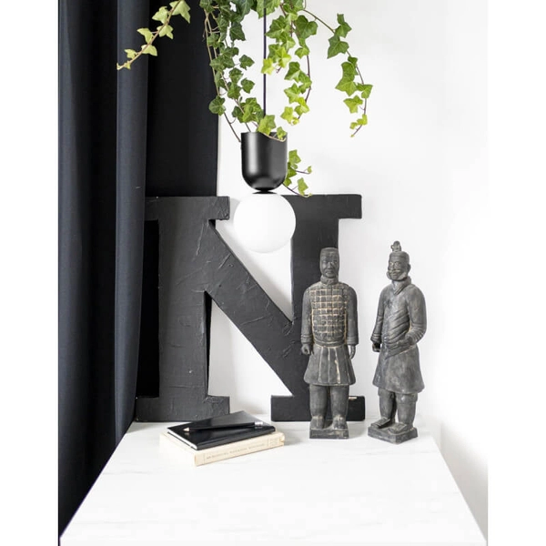 Szklana wisząca lampa nad wyspę Luoti LUA122P0 czarna biała