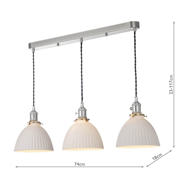 Potrójna lampa wisząca Hadano HAD3661-09 ceramiczna chrom biały