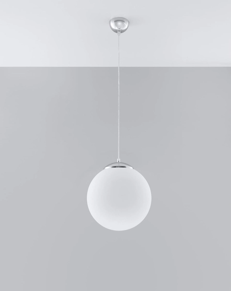 Szklana LAMPA wisząca SL.0264 OPRAWA zwis kula ball biała
