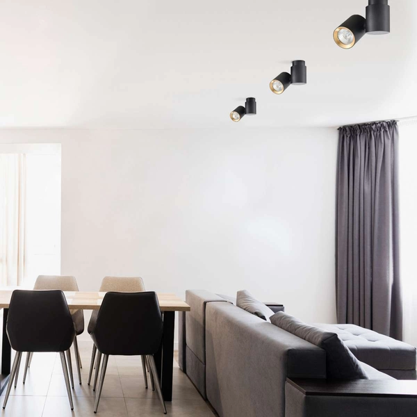 LAMPA sufitowa BOSTON LP-741/1W BK/GD Light Prestige metalowa OPRAWA regulowana czarna