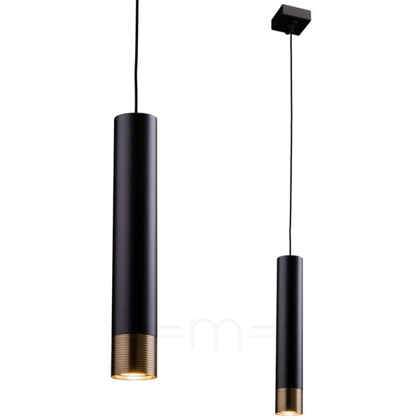 Wisząca lampa okrągła EIDO 0340 metalowa tuba sopel zwis patyna czarny