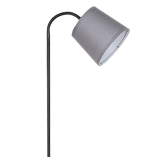 Sypialniana lampa stojąca Godric 6639 abażurowa na peszlu szara