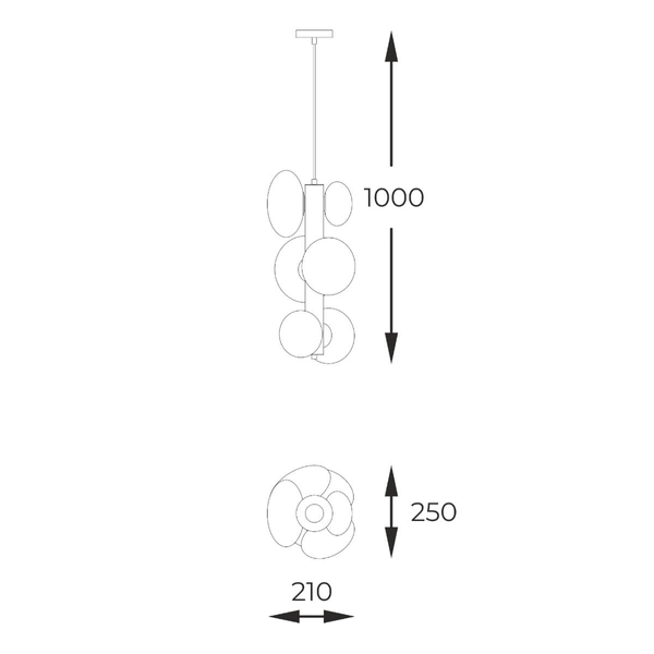 Zwisowa lampa do jadalni Omi 1194 Zumaline molekułowa biała czarna