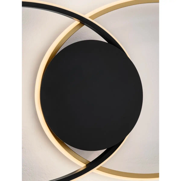 Nowoczesny plafon do sypialni GANTELO LE45491 LED 43W 3200K czarna złota