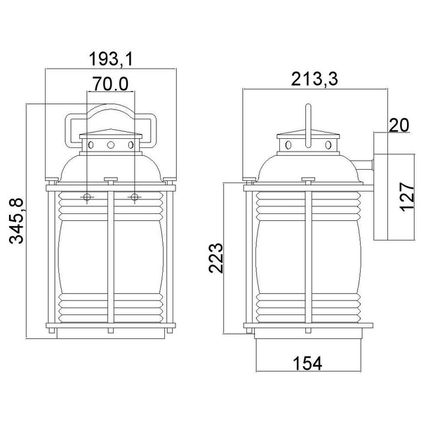 LAMPA elewacyjna Ashland KL-ASHLANDBAY2-M Elstead KICHLER szklana OPRAWA latarenka KINKIET zewnętrzny IP44 cynk przezroczysty