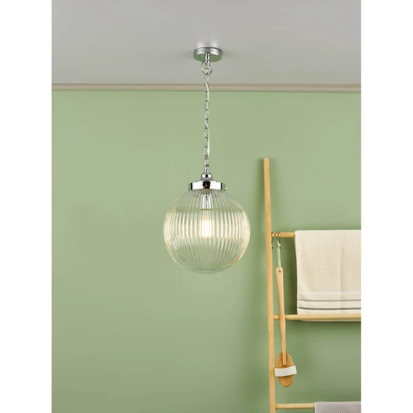 Wisząca lampa kulista Tamara TAM0150-IP44 szklana na łańcuchu IP44 chrom