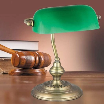 Stojąca LAMPKA industrialna BANK 4038 Rabalux metalowa LAMPA biurkowa dekoracyjna bankierska brąz zielona