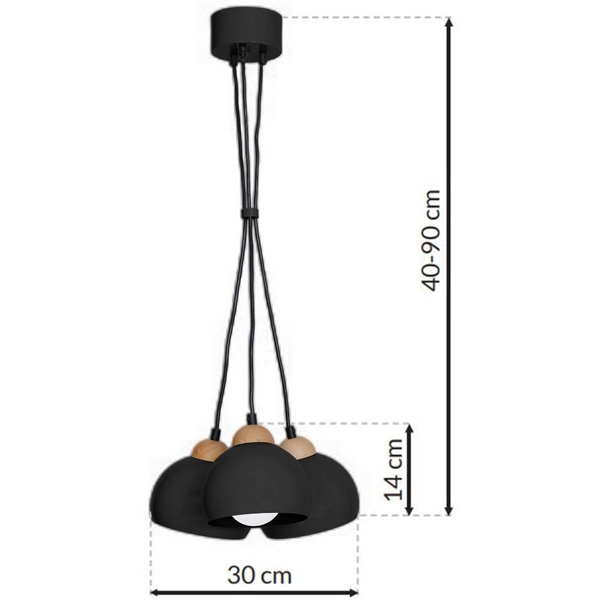 Skandynawska LAMPA wisząca DAMA MLP6580 Milagro kopuły OPRAWA zwis hygge czarny drewno