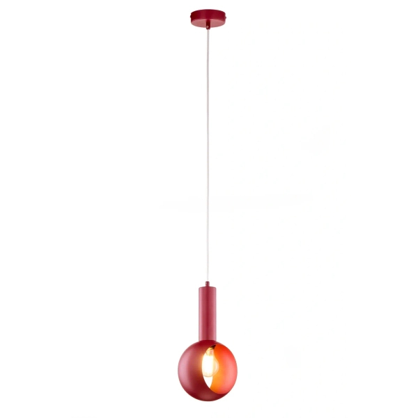 Burgundowa lampa wisząca VITRUM oczko 1xE27 metalowa do jadalni 41636