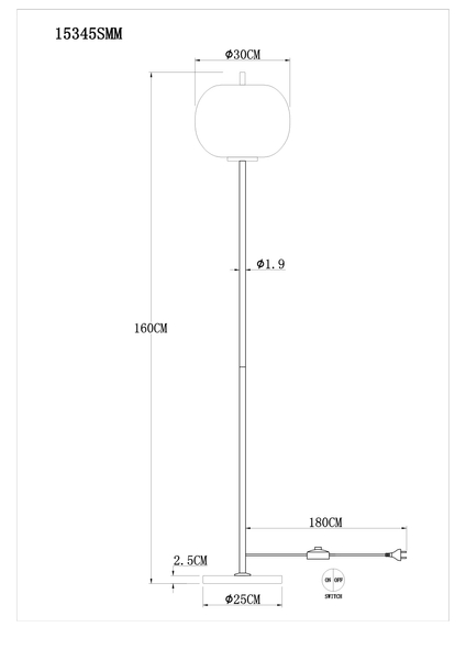 Modernistyczna lampa podłogowa BLACKY I 15345SMM Globo metal szkło mosiądz