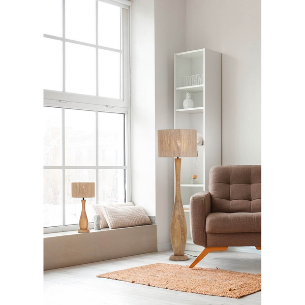 Drewniana lampka nocna TOBA 567200130 do sypialni japandi brązowa