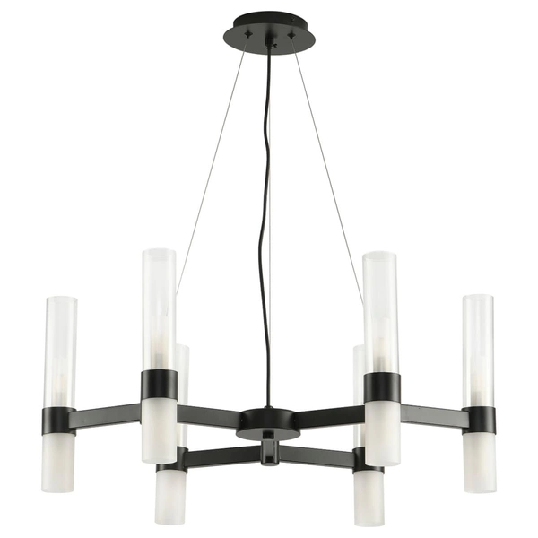 Żyrandol do jadalni Candela DN1505-6 black Step wielopunktowy tuby czarny