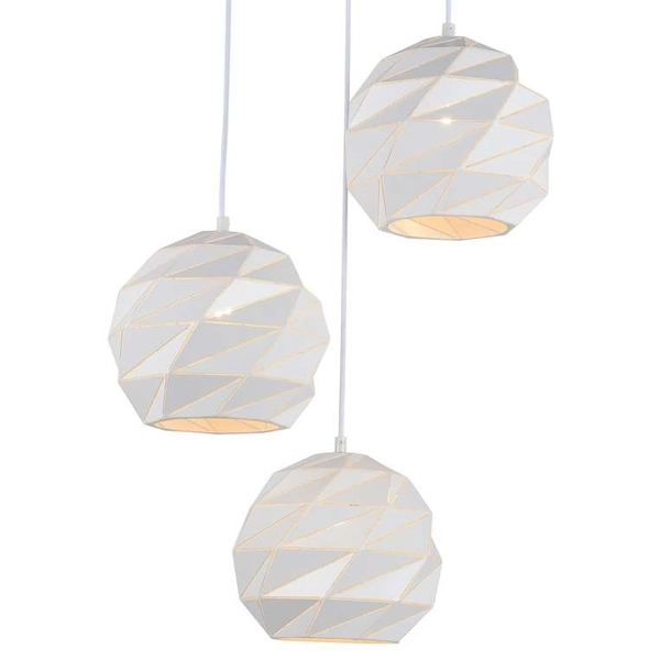 Geometryczna LAMPA wisząca PALERMO PND-2424-3S-WH Italux metalowa OPRAWA kaskada zwis kule balls białe